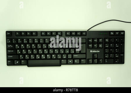 black keyboard close up defender-Russia Berezniki 25 December 2017 Stock Photo