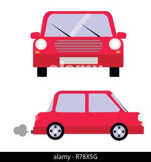 Red avto front view side view vector Stock Vector