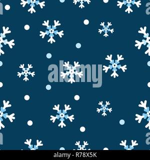 snowflakes pattern white snowflakes on blue background Stock Vector