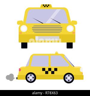Yellow taxi front view side view vector Stock Vector
