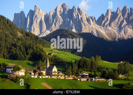 famous beautiful church Santa Maddalena at the Dolomites