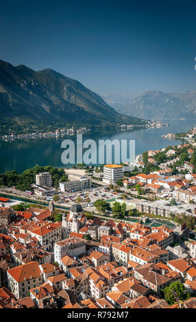 kotor old town and fjord landscape view in montenegro Stock Photo
