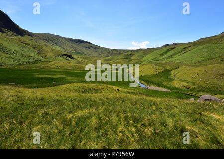 The valley of Greenup Gill to Long Crag Stock Photo