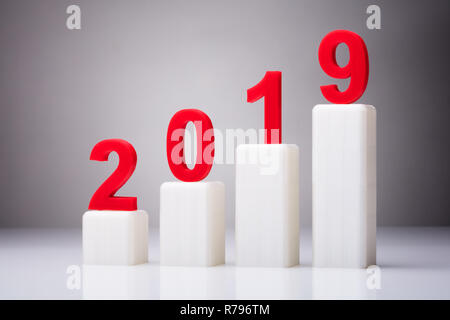 Year 2019 With Increasing Arrow Stock Photo