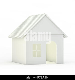 Toy plastic house model on white. 3D rendering Stock Photo