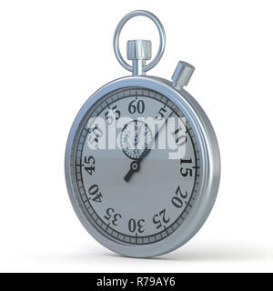 Analogue metal stopwatch on the white background. 3D rendering Stock ...