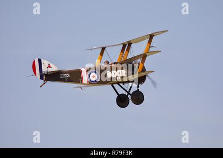 Sopwith Triplane flying at the 2018 Military Pageant Airshow at Old Warden Stock Photo
