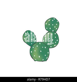 Cactus clip art digtal illustration on white background Stock Photo