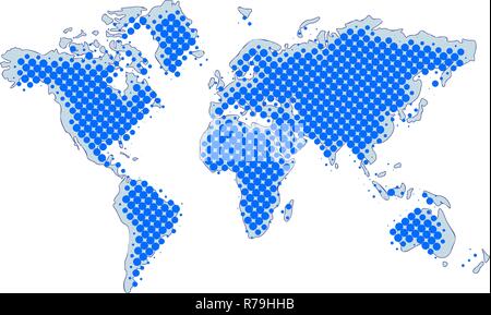 World map dotted, icon style design concept, vector Stock Vector