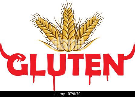 gluten devil symbol on grain background Stock Vector