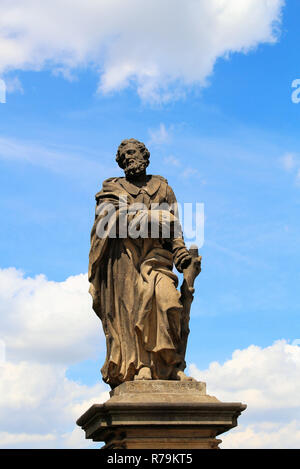 statue of saint jude thaddeus on charles bridge in prague Stock Photo