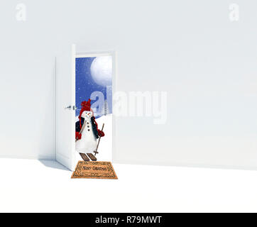 Snowman skiing on snow Stock Photo - Alamy