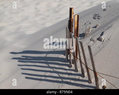 Snow fence on the New Jersey Shore in Ocean County, New Jersey Stock Photo