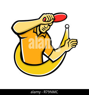 Table Tennis Player Smash Ball Mascot Stock Photo