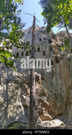 Antique Thracian Sanctuary Eagle Rocks near town of Ardino, Kardzhali Region, Bulgaria Stock Photo