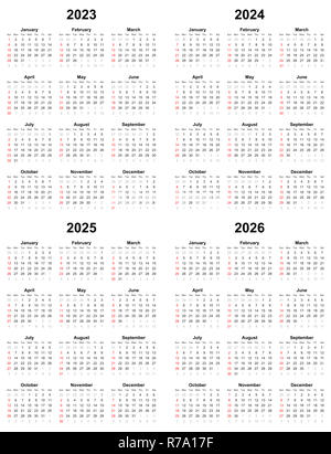 Annual plain calendar sunday first day 2022 2021 2020 2019 Stock Photo ...