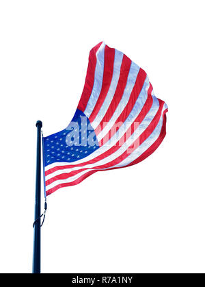 American flag waving isolated on white Stock Photo - Alamy