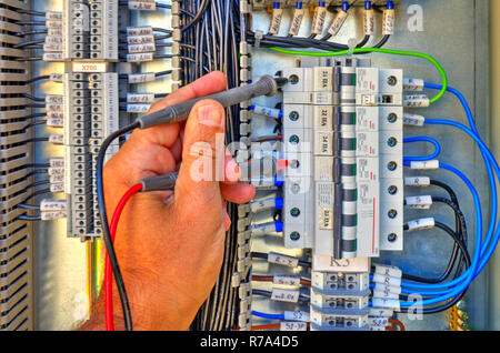 Control panel with terminals and wires inside view Stock Photo - Alamy