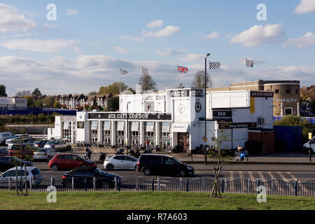 The Ace Cafe on the North Circular Road in London, England Stock Photo