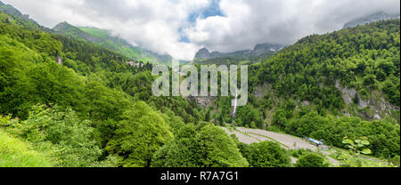 panorama of the village of Gourette in the French Pyrenees Stock Photo