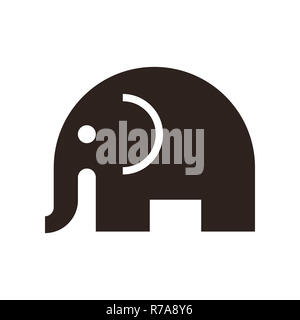 Elephant sign isolated on white background Stock Photo