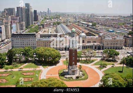 Torre Monumental (Torre de los Ingleses - English tower) and Retiro railway station, Buenos Aires, Argentina Stock Photo