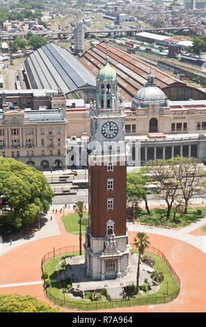 Torre Monumental (Torre de los Ingleses - English tower) and Retiro railway station, Buenos Aires, Argentina Stock Photo