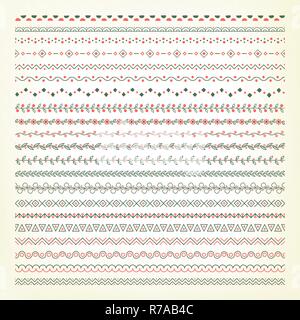 Big set of hand drawn borders for scrapbooking Stock Vector