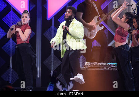 NEW YORK, NY - DECEMBER 07: Khalid performs Z100's Jingle Ball 2018 at Madison Square Garden on December 7, 2018 in New York, New York. Photo: imageSPACE/MediaPunch Stock Photo