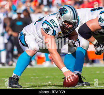 Tampa, Florida, USA. 02nd Dec, 2018. Carolina Panthers center Ryan Kalil (67) during the game between the Carolina Panthers and the Tampa Bay Buccaneers at Raymond James Stadium in Tampa, Florida. Del Mecum/CSM/Alamy Live News Stock Photo