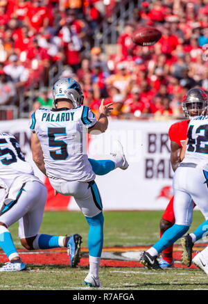 Tampa, Florida, USA. 02nd Dec, 2018. Carolina Panthers punter Michael Palardy (5) during the game between the Carolina Panthers and the Tampa Bay Buccaneers at Raymond James Stadium in Tampa, Florida. Del Mecum/CSM/Alamy Live News Stock Photo