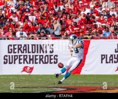 Tampa, Florida, USA. 02nd Dec, 2018. Carolina Panthers kicker Graham Gano (9) during the game between the Carolina Panthers and the Tampa Bay Buccaneers at Raymond James Stadium in Tampa, Florida. Del Mecum/CSM/Alamy Live News Stock Photo