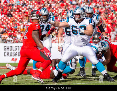 Tampa, Florida, USA. 02nd Dec, 2018. Carolina Panthers offensive guard Tyler Larsen (69) during the game between the Carolina Panthers and the Tampa Bay Buccaneers at Raymond James Stadium in Tampa, Florida. Del Mecum/CSM/Alamy Live News Stock Photo