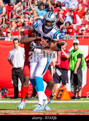 Tampa, Florida, USA. 02nd Dec, 2018. Carolina Panthers wide receiver Devin Funchess (17) during the game between the Carolina Panthers and the Tampa Bay Buccaneers at Raymond James Stadium in Tampa, Florida. Del Mecum/CSM/Alamy Live News Stock Photo