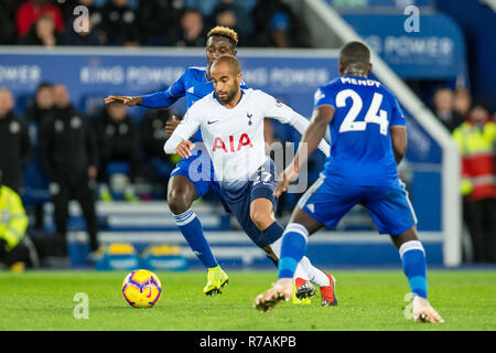 Leicester, UK. 8th Dec 2018. Lucas Moura of Tottenham Hotspur during the Premier League match between Leicester City and Tottenham Hotspur at the King Power Stadium, Leicester, England on 8 December 2018. Photo by Matthew Buchan.  Editorial use only, license required for commercial use. No use in betting, games or a single club/league/player publications. Credit: UK Sports Pics Ltd/Alamy Live News Stock Photo