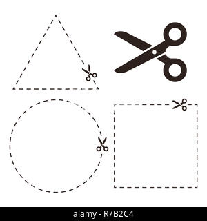 Cut line with scissors. Cut symbol isolated on white background Stock Photo