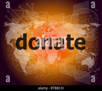 business concept: words donate on digital touch screen Stock Photo