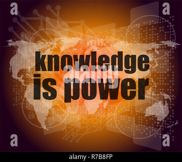 Education and learn concept: words knowledge is power on digital screen Stock Photo