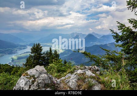 View of Wolfgangsee from the Zwölferhorn Mountain, St Gilgen, Austria Stock Photo