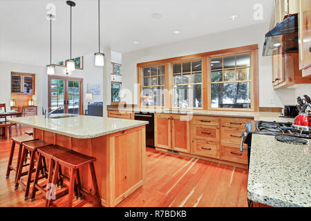 Beautiful Kitchen With Light Wood Cabinets Granite Counter Tops