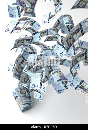 Flying Saudi Arabian Riyals Stock Photo - Alamy