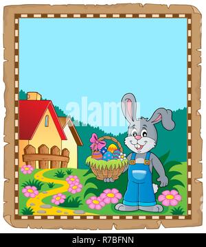 Parchment with Easter bunny topic 9 Stock Photo