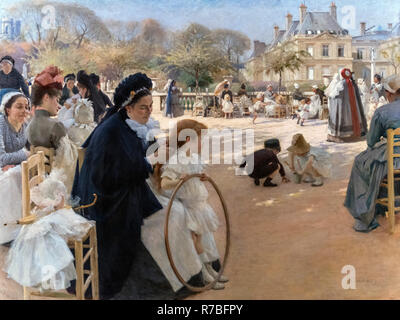 The Luxembourg Gardens, Paris by Albert Gustaf Aristides Edelfelt (1854-1905), oil on canvas, 1887 Stock Photo