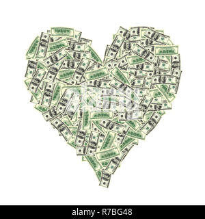 heart shape with dollar bill Stock Photo