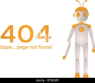 Page Not Found Error 404. Broken robot for your website projects. vector illustration on a white background. Stock Vector
