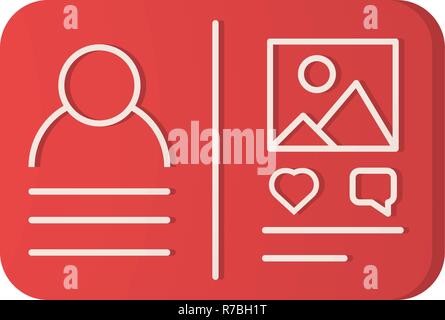 User profile web page template, flat icon, vector illustration on white background. Stock Vector