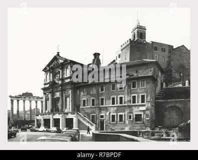 Lazio Roma Rome S. Giuseppe dei Falegnami, this is my Italy, the italian country of visual history, Post-medieval Architecture, architectural sculpture, sculpture, painting, frescoes, reliefs Connected with Carcero Mamertino where St. Peter was imprisoned before his Crucifixion Stock Photo