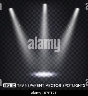 White Transparent Vector Spot Lights / Spotlights Effect For Party, Scene, Stage, Gallery or Holiday Design Stock Vector