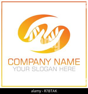 Two Hands Vector Logo Design for Kids / Elder Care Service Stock Vector