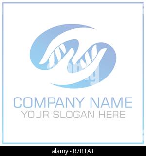 Two Hands Vector Logo Design for Kids / Elder Care Service Stock Vector